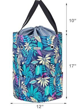 HOMEST Multi‑Pocket Bucket Bag Tropical Print – Beach / Travel / Organizer Tot